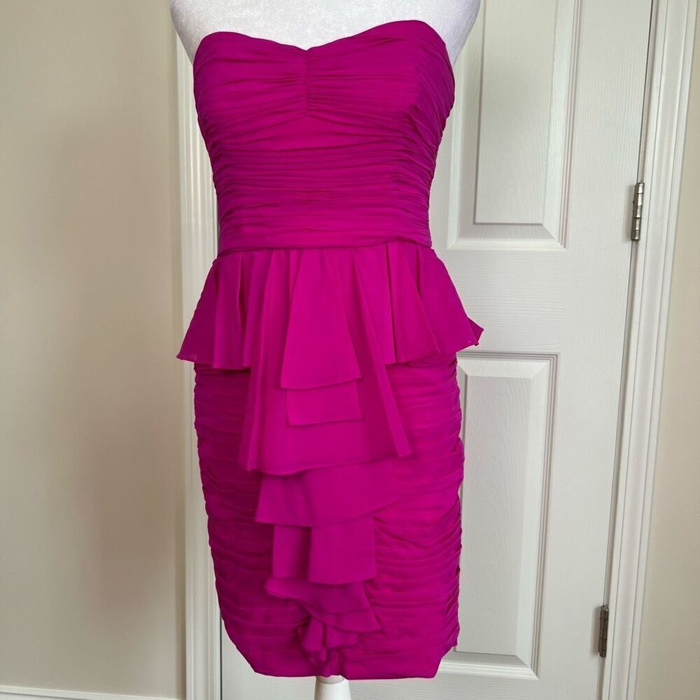 ! Jill Stuart Womens Ruffles Strapless Mini Dress 94%  Silk